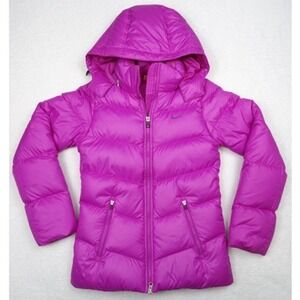 Nike Jacket Womens Size XS Purple Puffer Down 550 Filled Hooded Full Zip Quilted